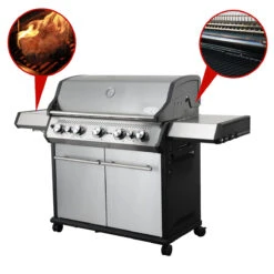 SANTOS S-518 Mit Seiten- & Heckbrenner, Edelstahl Inkl. Drehspieß, Rostheber & Silikonablage & Graviertes ZWILLING Pro Messer 21 SANTOS S-518 Mit Seiten- & Heckbrenner, Edelstahl Inkl. Drehspieß, Rostheber & Silikonablage & Graviertes ZWILLING Pro Messer -Santo Grills Geschaft 0995ddb8e95aea32df12a148fb3f8cac