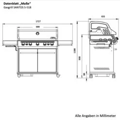 SANTOS S-518 Mit Seiten- Und Heckbrenner, Schwarz, Inkl. Drehspieß, Rostheber & Silikonablage & Graviertes ZWILLING Pro Messer 37 SANTOS S-518 Mit Seiten- Und Heckbrenner, Schwarz, Inkl. Drehspieß, Rostheber & Silikonablage & Graviertes ZWILLING Pro Messer -Santo Grills Geschaft d6ffe9e4059d8299a37d355699f5d7d3
