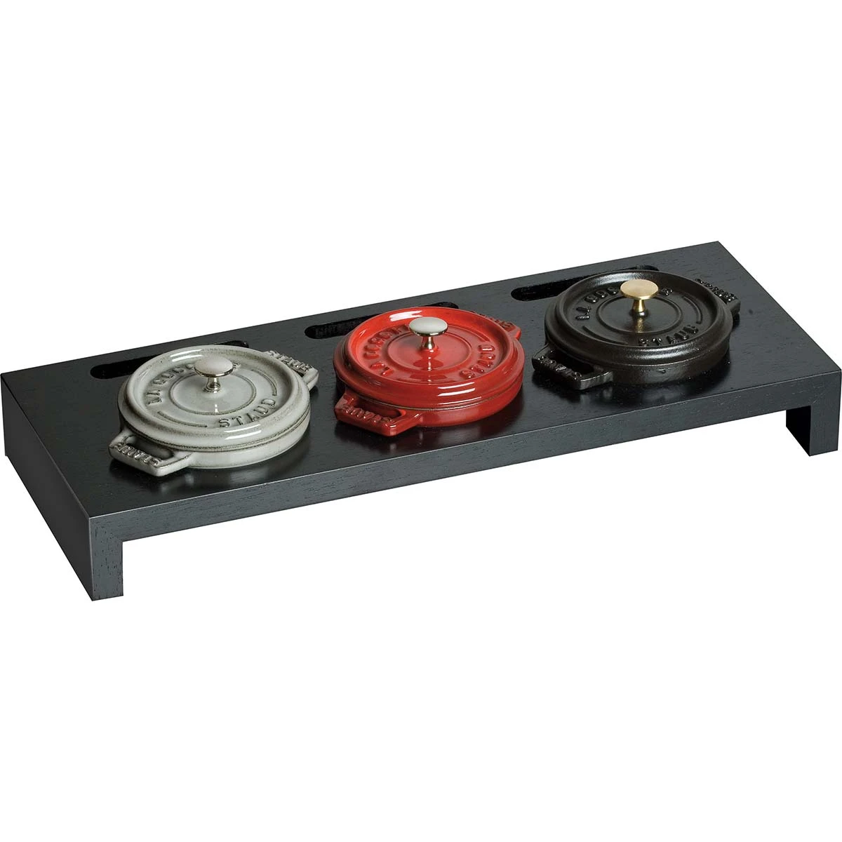 STAUB Servierbrett Für 3 Mini-Cocottes, 42 Cm X 16 Cm, Schwarz 3 STAUB Servierbrett Für 3 Mini-Cocottes, 42 Cm X 16 Cm, Schwarz