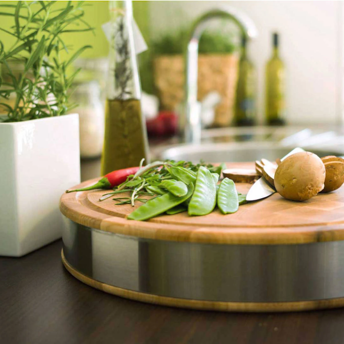 Boos Blocks Hackblock Mit Edelstahlring Stirnholz Classic, Ahorn Ø 38 Cm 4 Boos Blocks Hackblock Mit Edelstahlring Stirnholz Classic, Ahorn Ø 38 Cm – Bild 2